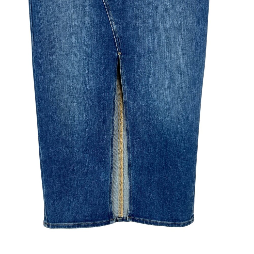 Good American Slit Front Denim Midi Jean Pencil Skirt in Blue691 Size 4 / 27 - Picture 3 of 10